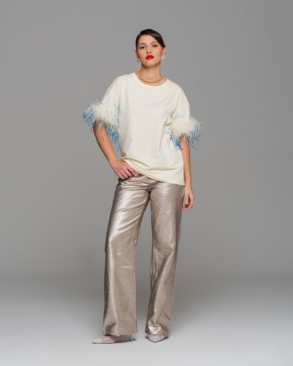 Футболка с перьями страуса FSP006