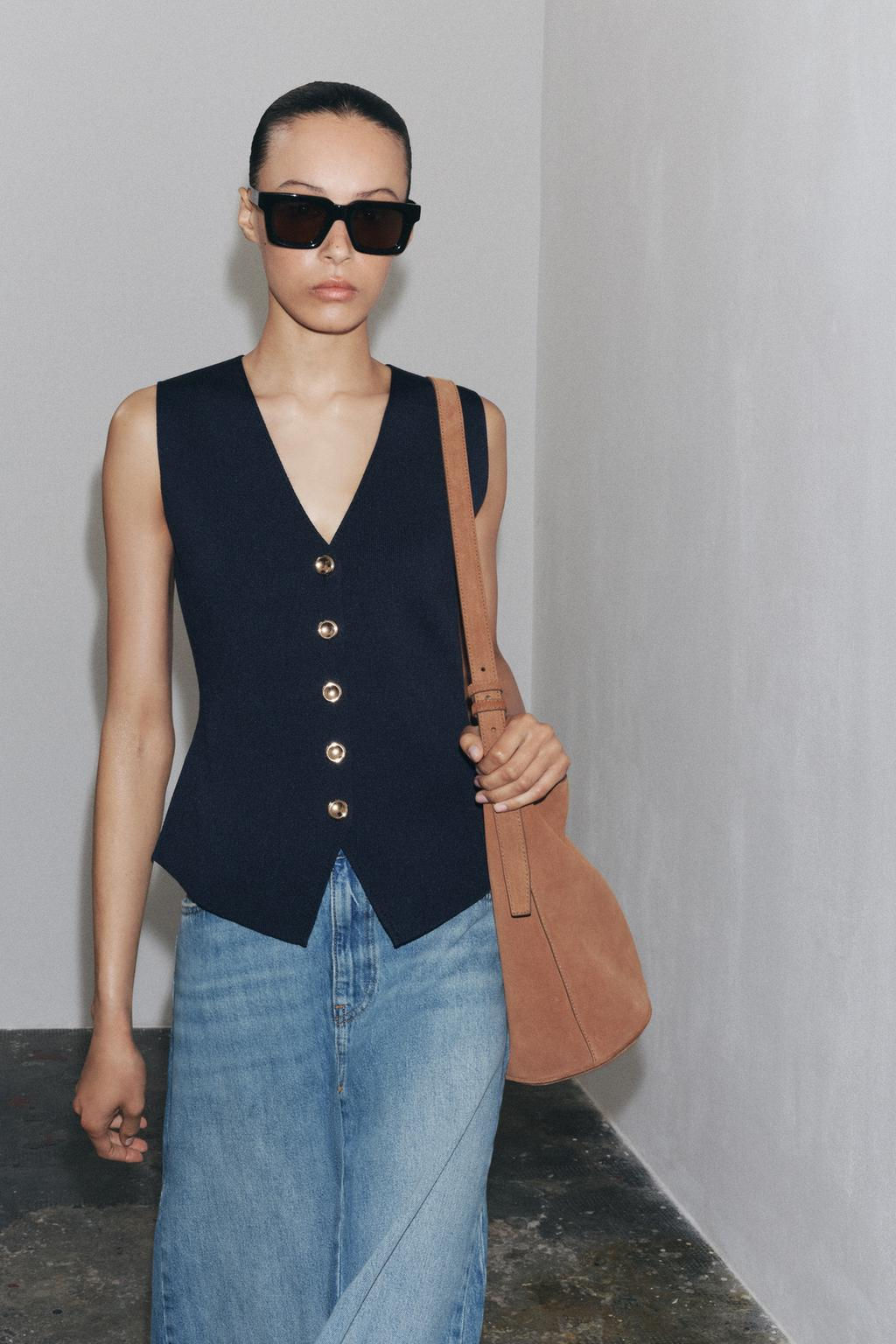 PLAIN KNIT WAISTCOAT TOP - Zara фото 26