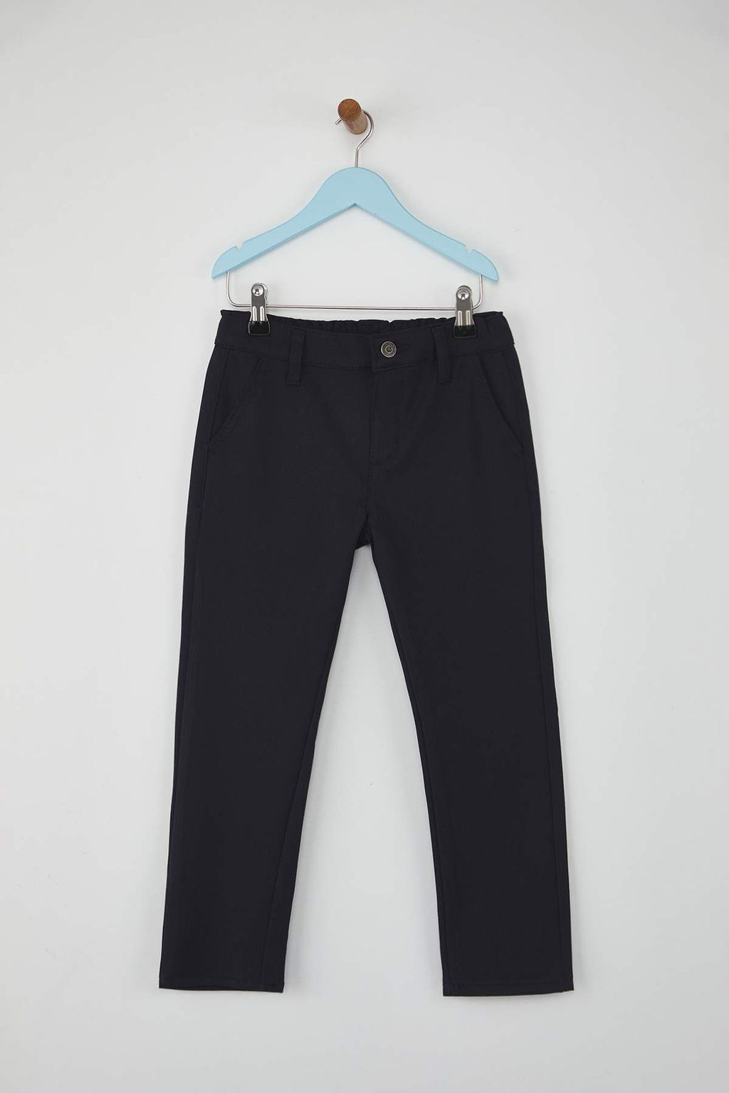 Lacivert Duz/Basic Regular Dokuma Erkek Cocuk Okul Pantolonu TKDAW26PL00000
