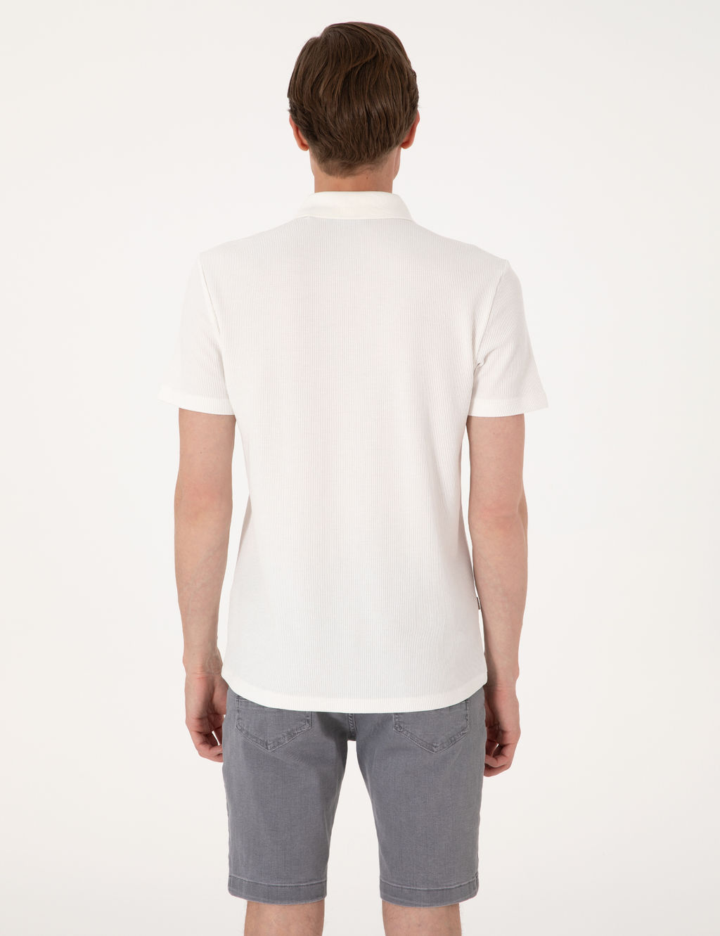 Ekru Slim Fit _rme Dokulu Polo Yaka Ti__rt