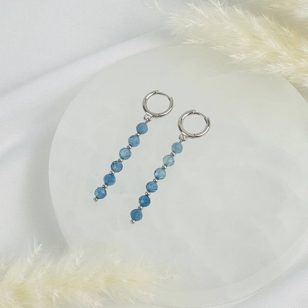 Серьги длинные из Аквамарина