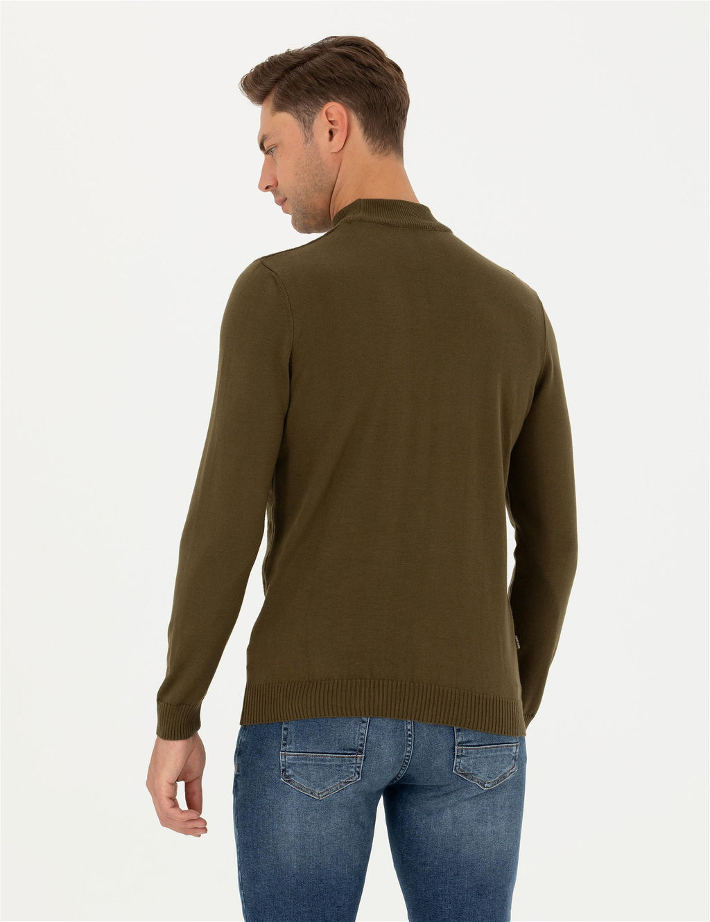 Haki Slim Fit Yar_m Bal_k__ Yaka Triko Kazak - Pierre cardin фото 5