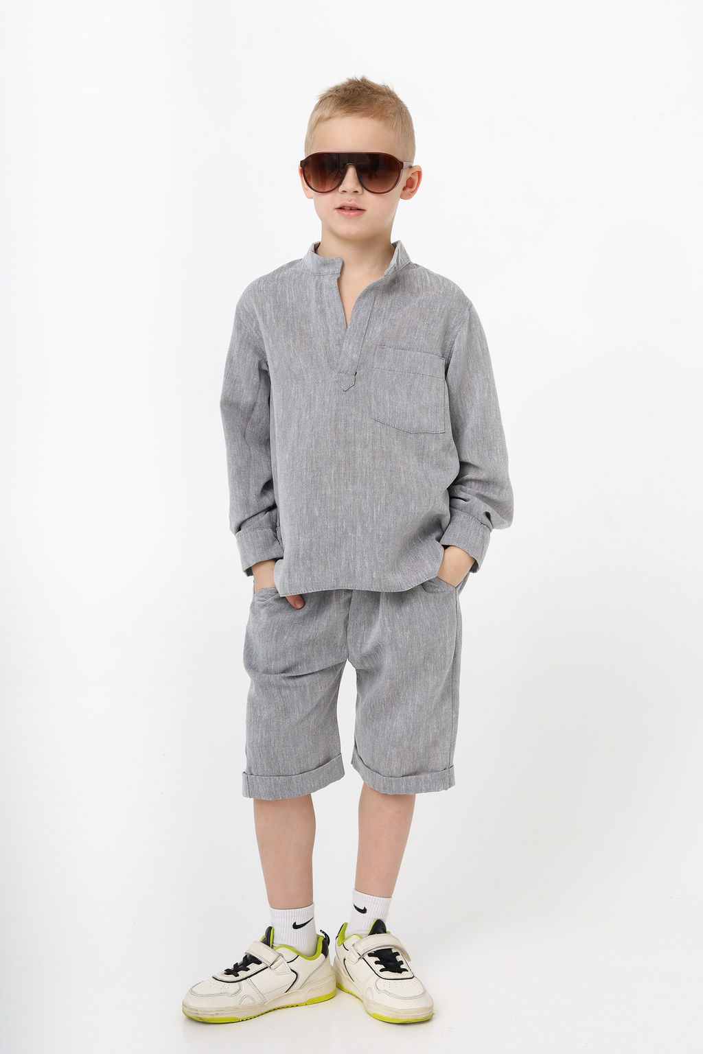 Рубашка в полоску Лен, черная - Inzibe фото 29