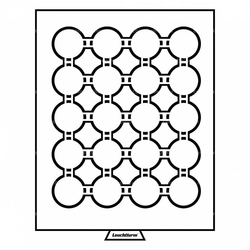 Кассета на 20 ячеек для хранения и презентации монет в капсулах диаметром до 36 мм MB черный LEUCHTTURM 359442