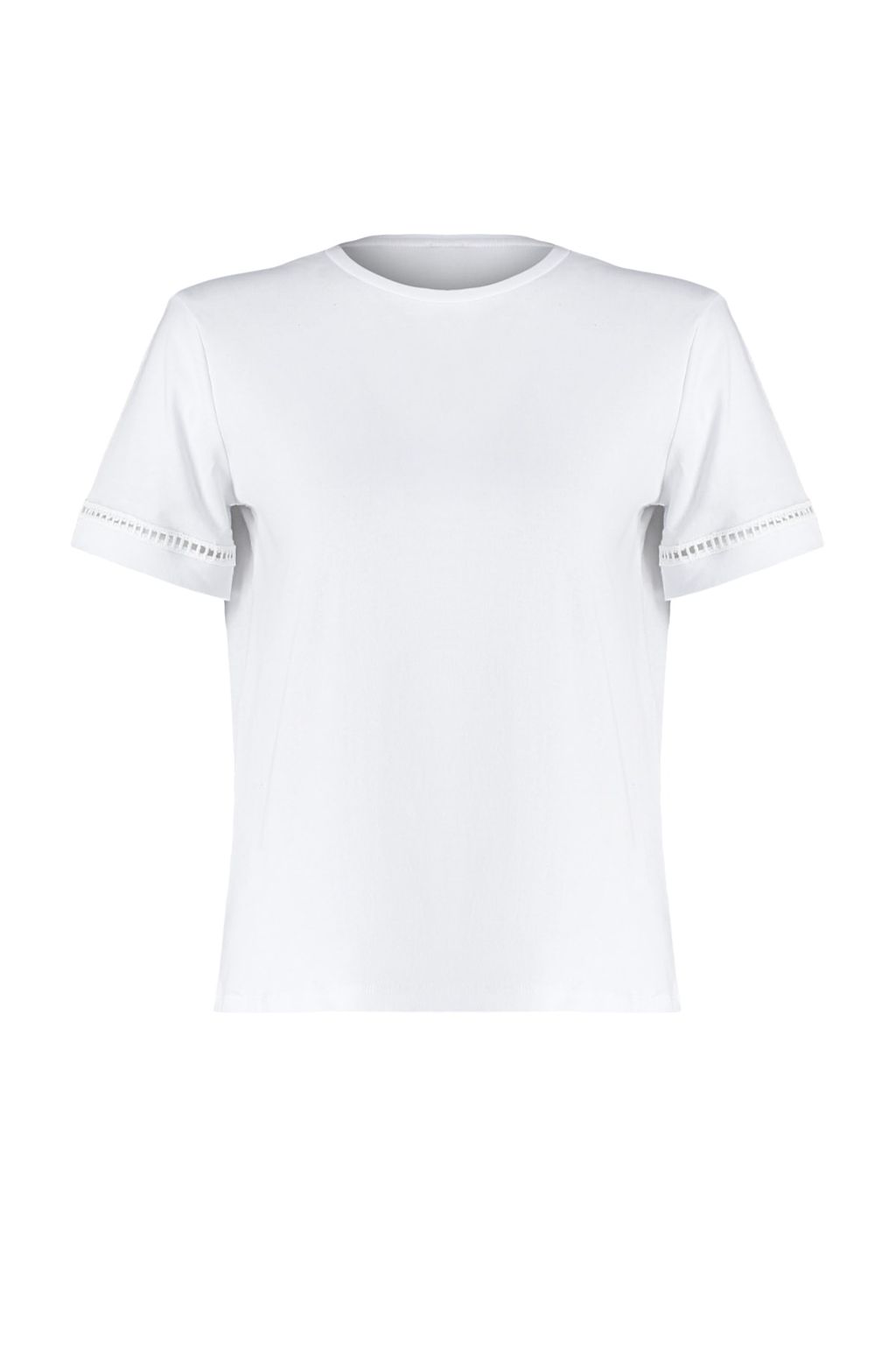 TRENDYOLMILLA Beyaz %100 Pamuk Isleme Detayl? Basic Bisiklet Yaka Orme T-Shirt TWOSS23TS00012 фото 6