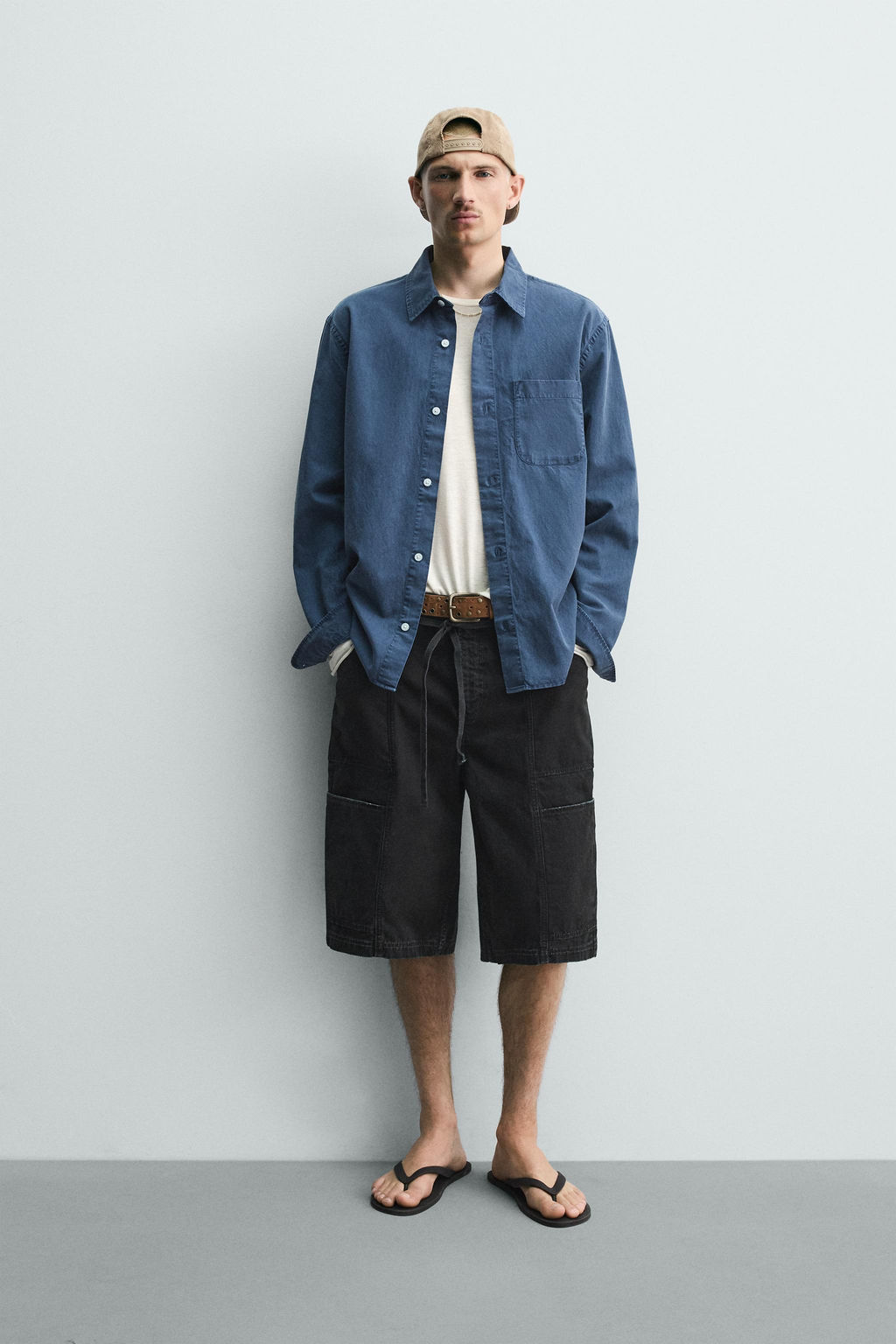 BERMUDA BAGGY FIT CINTUR?N / Negro