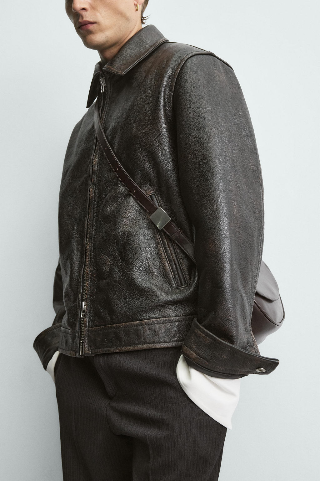 LEATHER CROSSBODY BAG - Zara фото 7