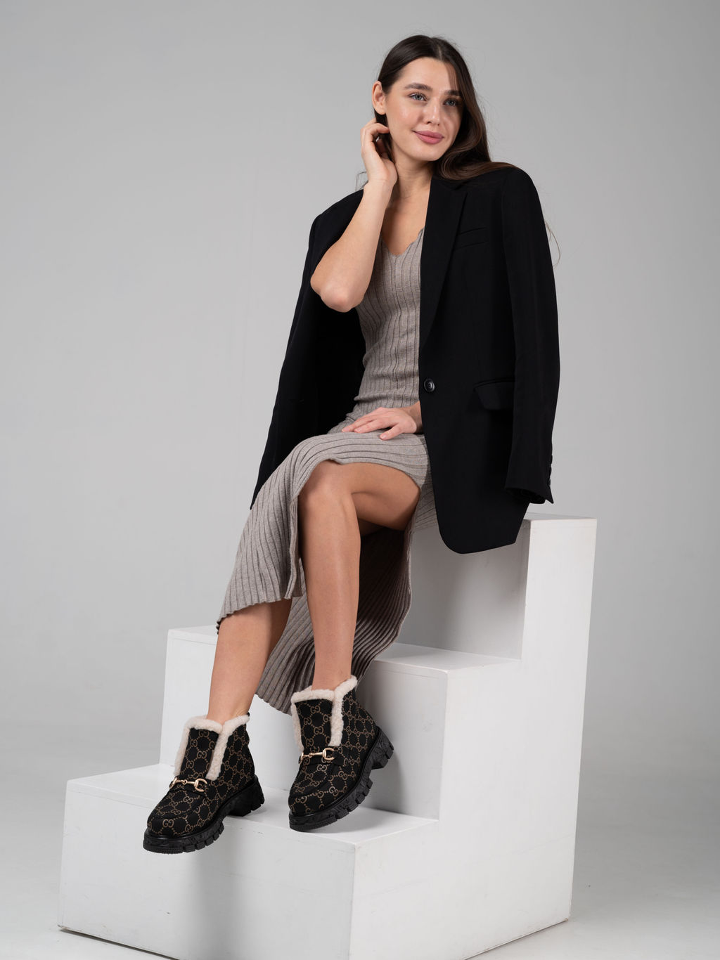 Ботинки EDART 307. PODYUM141 bl. черный гуччи/шерсть - Ed'art фото 3