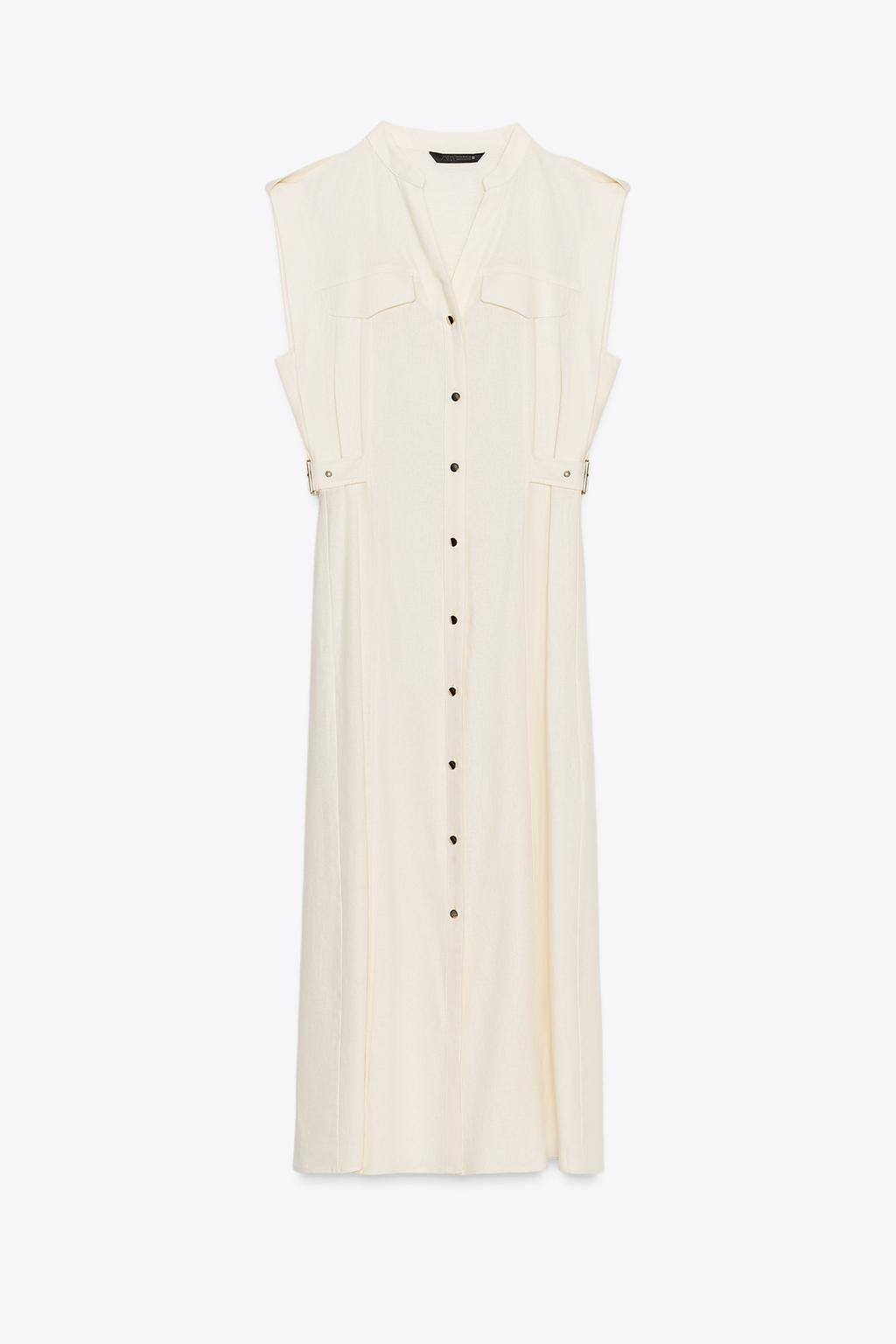 MIDI DRESS WITH BELT LOOPS IN A LINEN BLEND - Zara фото 6
