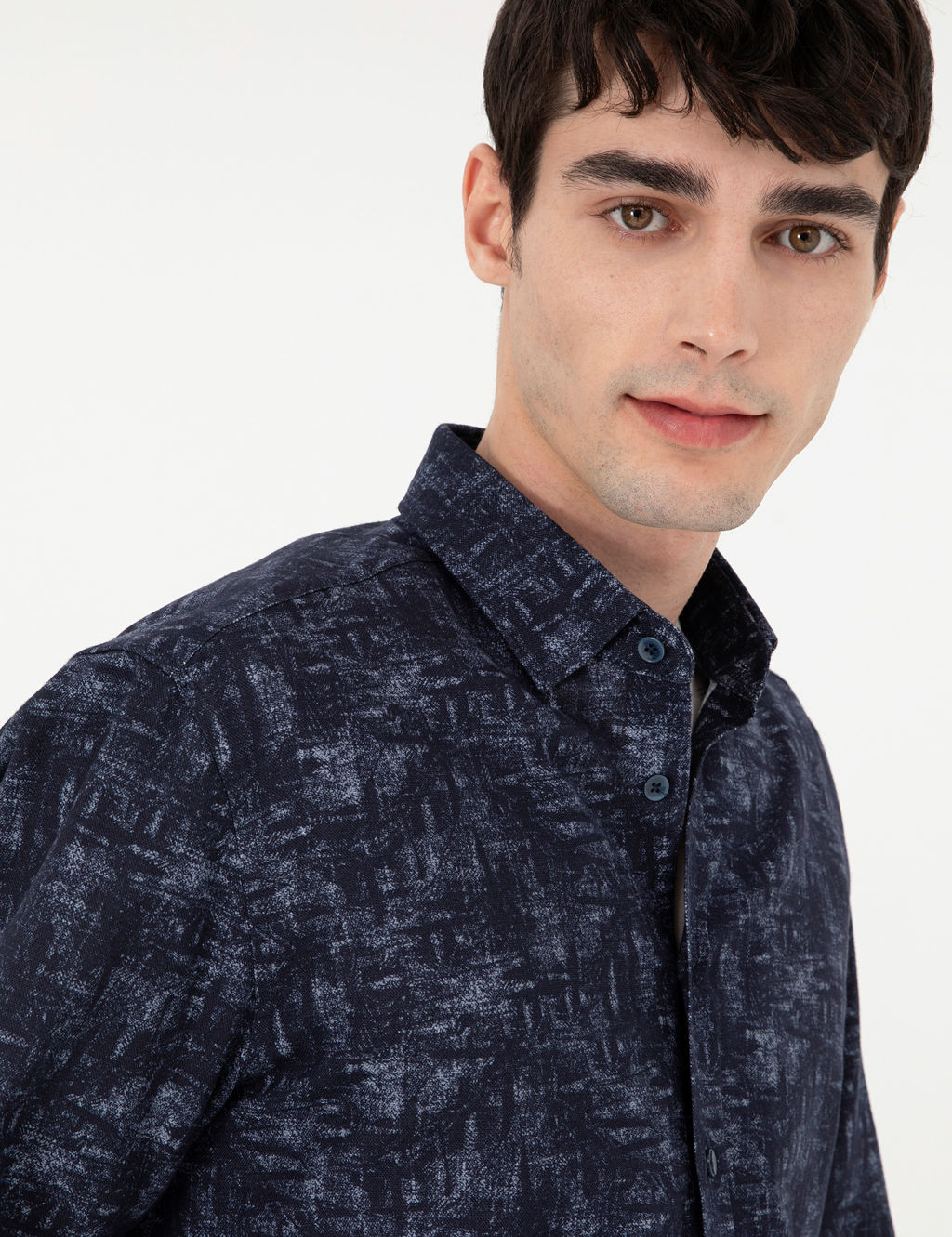 Lacivert Slim Fit Uzun Kollu G_mlek