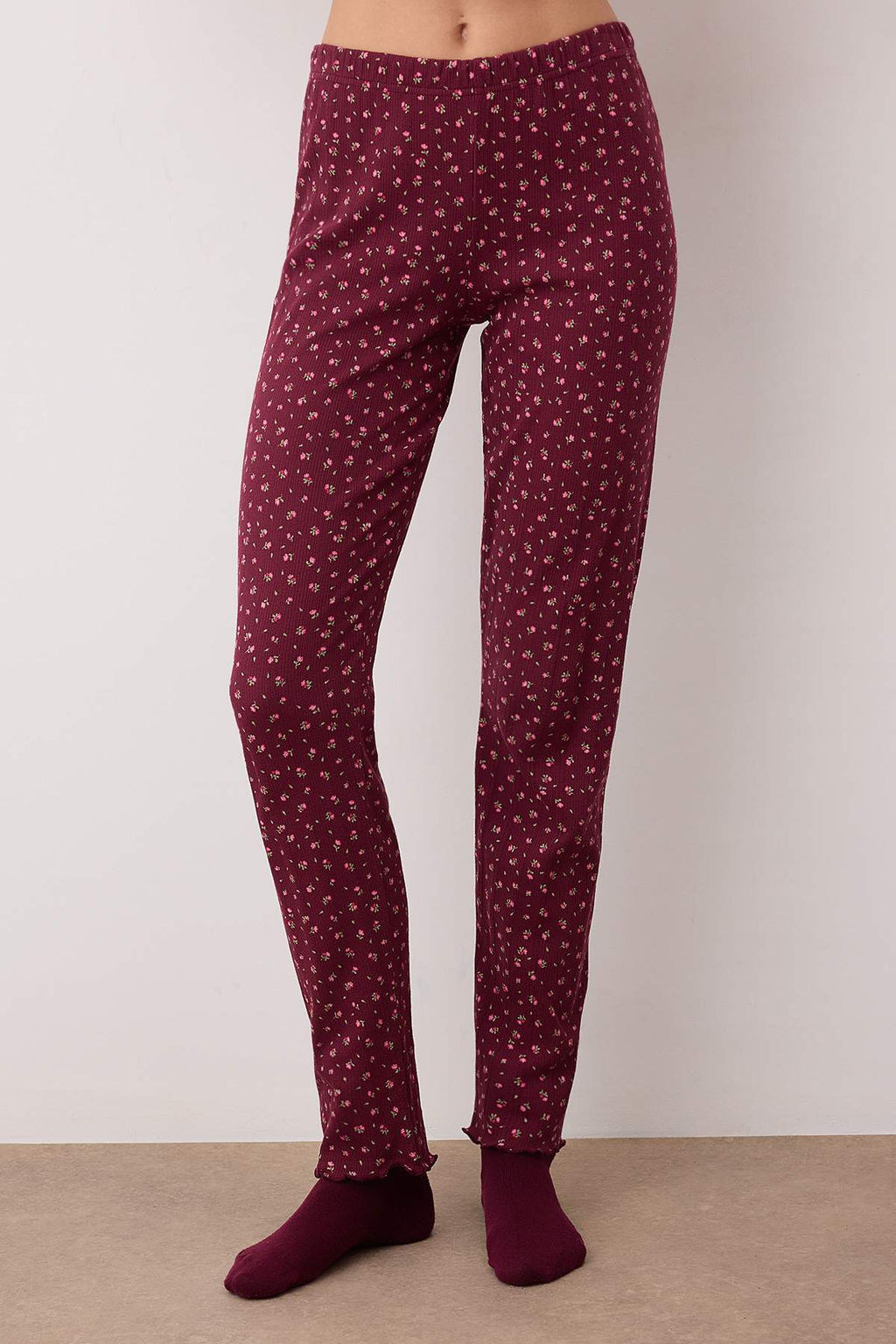 Pembe %100 Pamuklu Cicekli Kurdele/Fiyonklu Fitilli/Pointel Orme Pijama Tak?m? THMAW26PT00070 - Trendyolmilla фото 7