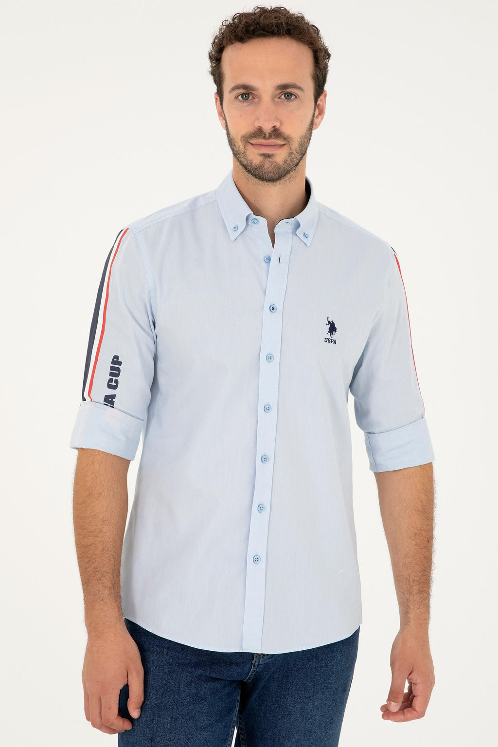 Мужская синяя рубашка с длинным рукавом Неожиданная скидка в корзине - U.s. polo assn фото 3