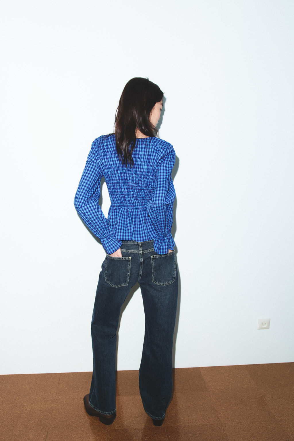 GINGHAM SHIRT WITH ELASTICATED DETAIL - Zara фото 9