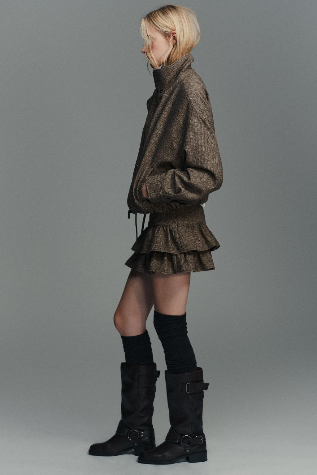 WOOL-BLEND HERRINGBONE SKORT - Zara фото 3