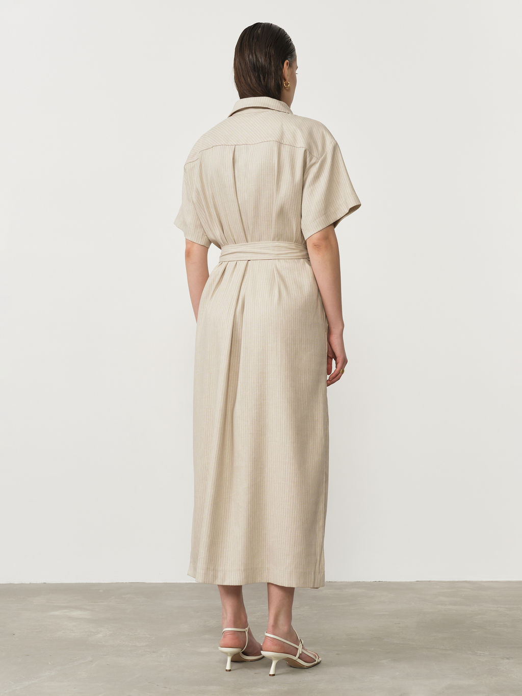 Платье льняное 90704 бежевое