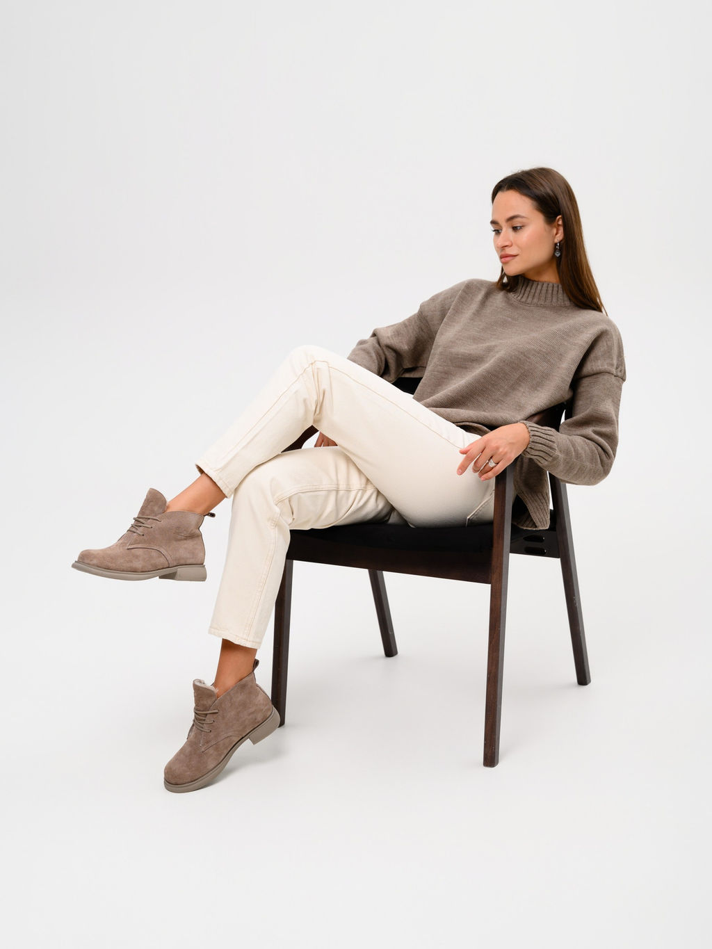 Ботинки 308.патрицияka.Капучино замша/мех