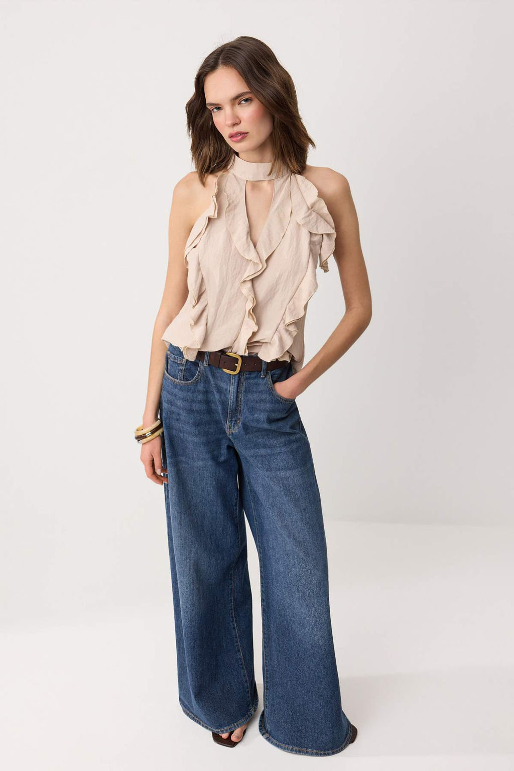 Krem F?rf?r Detayl? S?k Dokuma Bluz TWOSS26BZ00416 - Trendyolmilla фото 2