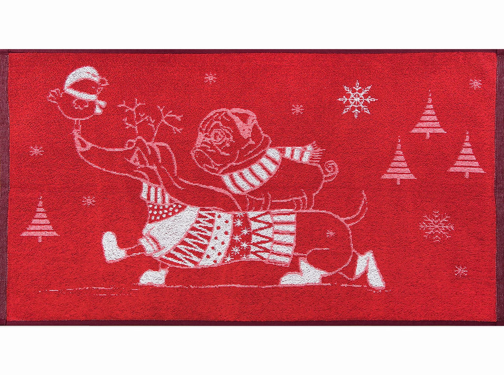 Полотенце махровое 6с103.412ж1 Зимняя прогулка(3-бело.кр) 50х90см