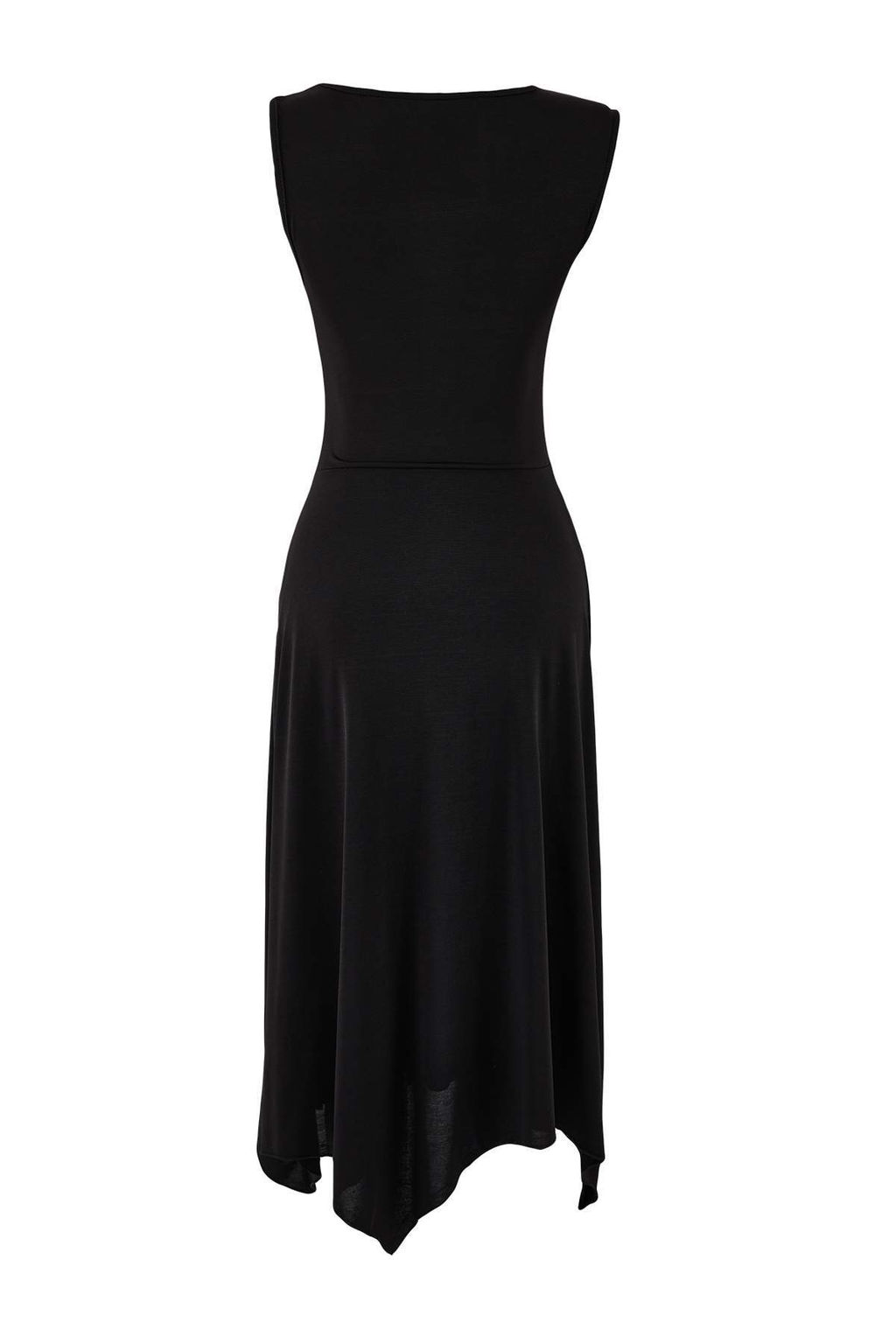 Siyah Belden Ac?lan Asimetrik Yaka Kolsuz Aksesuar Detayl? Midi Esnek Orme Elbise TWOSS26EL00044 - Trendyolmilla фото 2