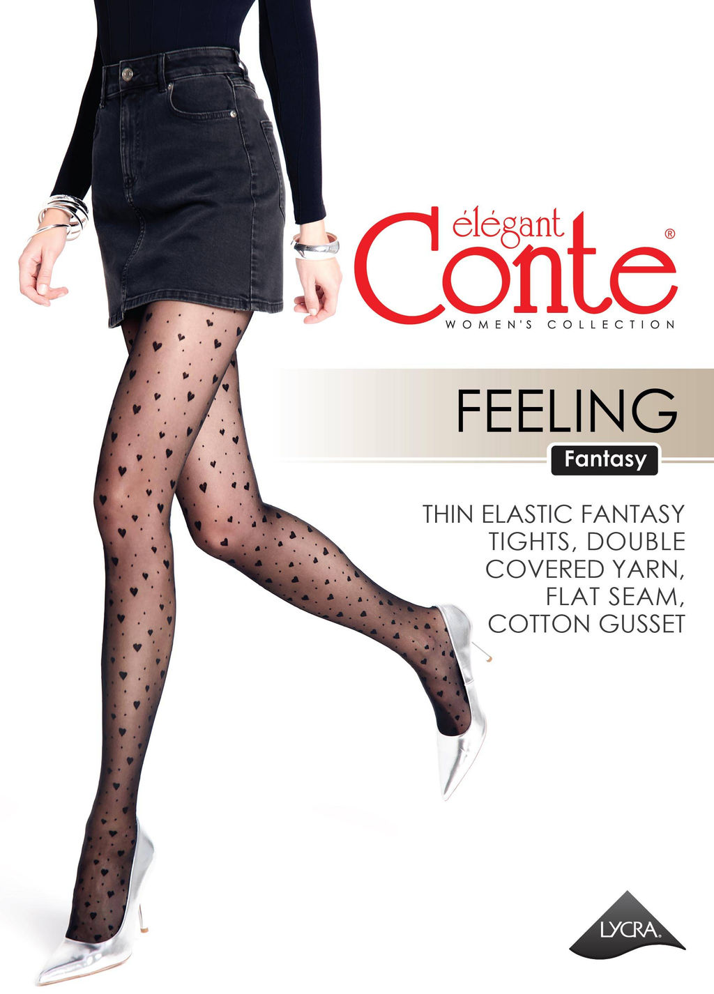 Колготки фантазийные CONTE FEELING Колготки в сердечки и точки nero - Conte elegant фото 5