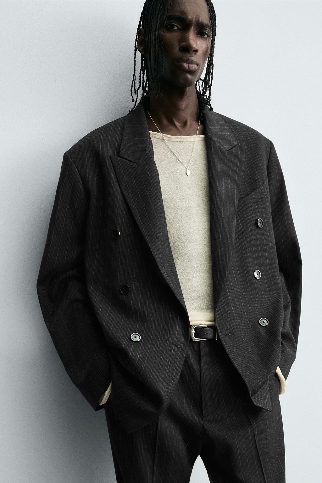 STRIPED SUIT DOUBLE-BREASTED BLAZER