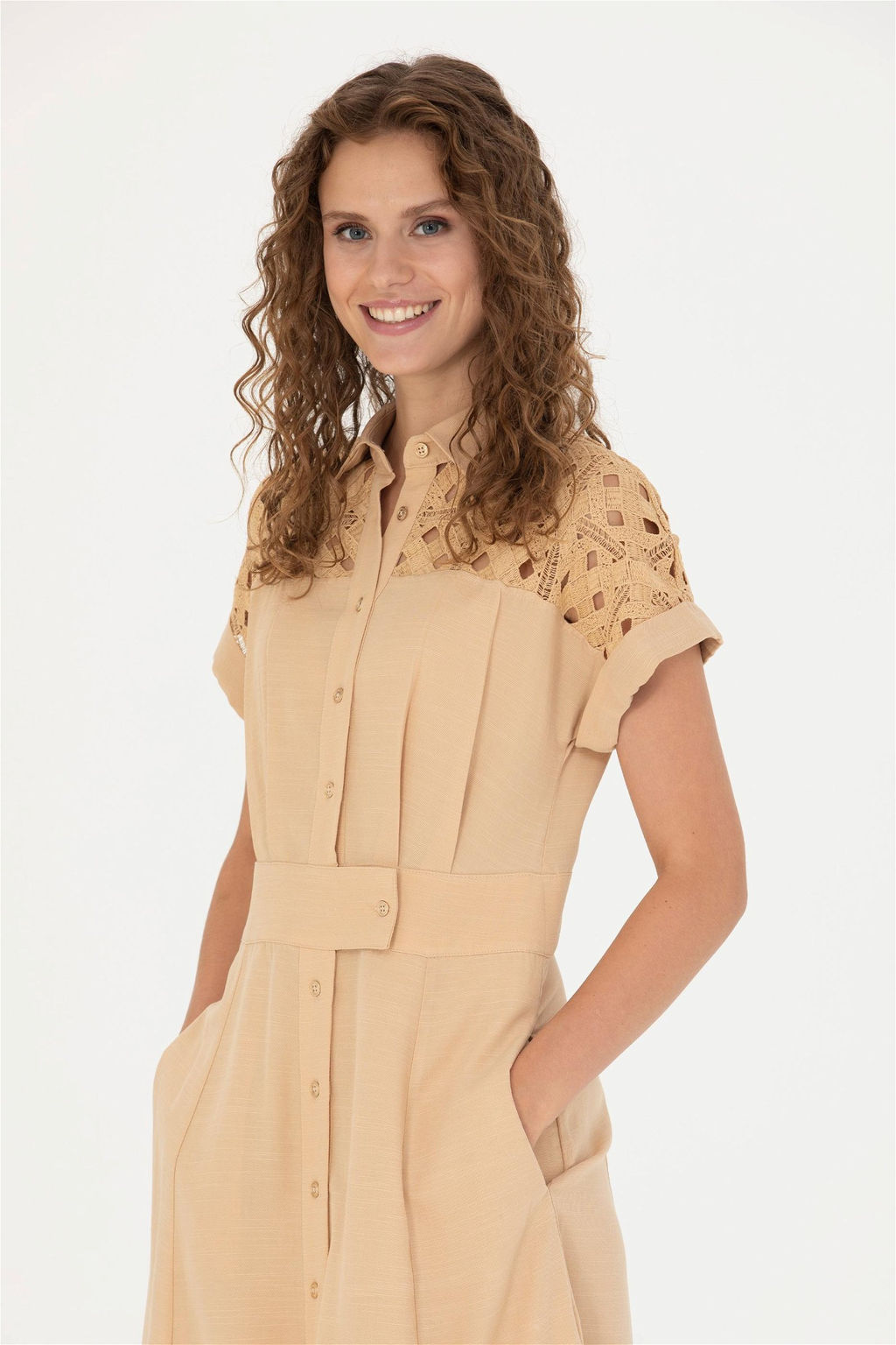 Женское верблюжье тканое платье - U.s. polo assn фото 11