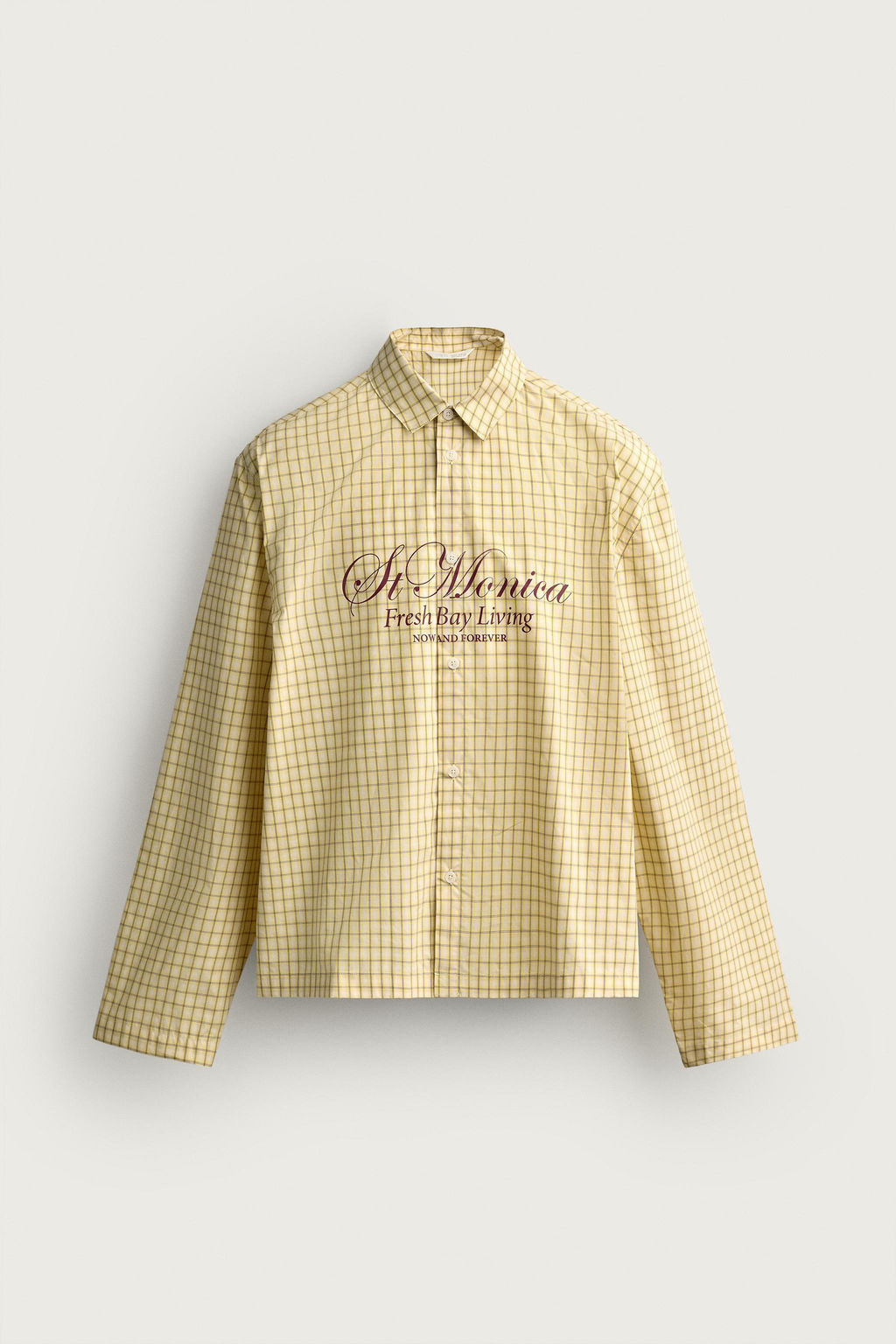 CAMISA RELAXED FIT CUADROS TEXTO ESTAMPADO / Amarillo - Zara фото 6