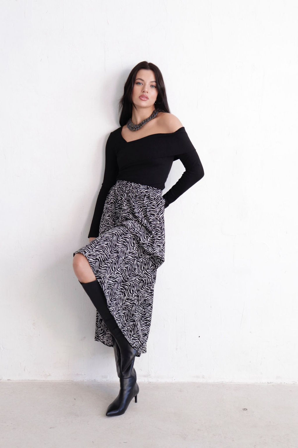 11314 Юбка А-силуэта чёрно-белая - Martichelli фото 7