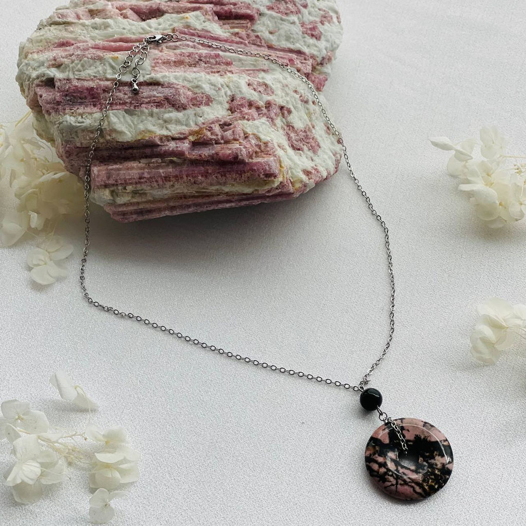 Кулон на цепочке из Родонита и черного Агата - Радуга самоцветов фото 4