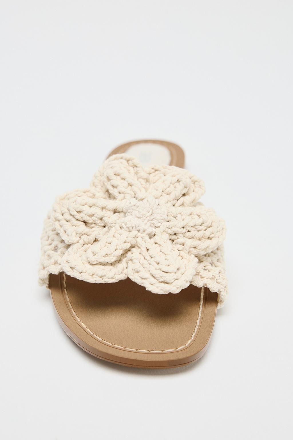 CROCHET BOW FLAT SANDALS - Zara фото 4