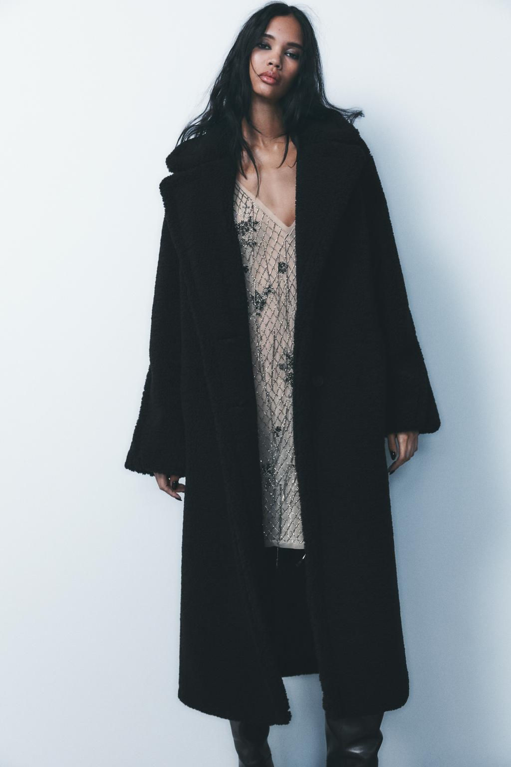 LONG FAUX SHEARLING COAT - Zara фото 2