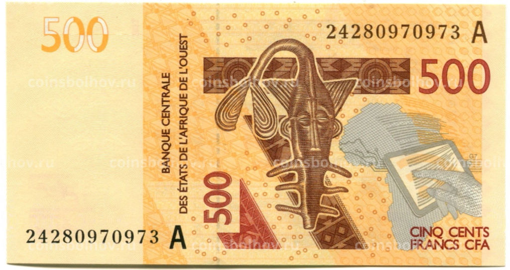 Банкнота 500 франков 2012 (2024) года Западная Африка (А -Кот д-Ивуар)
