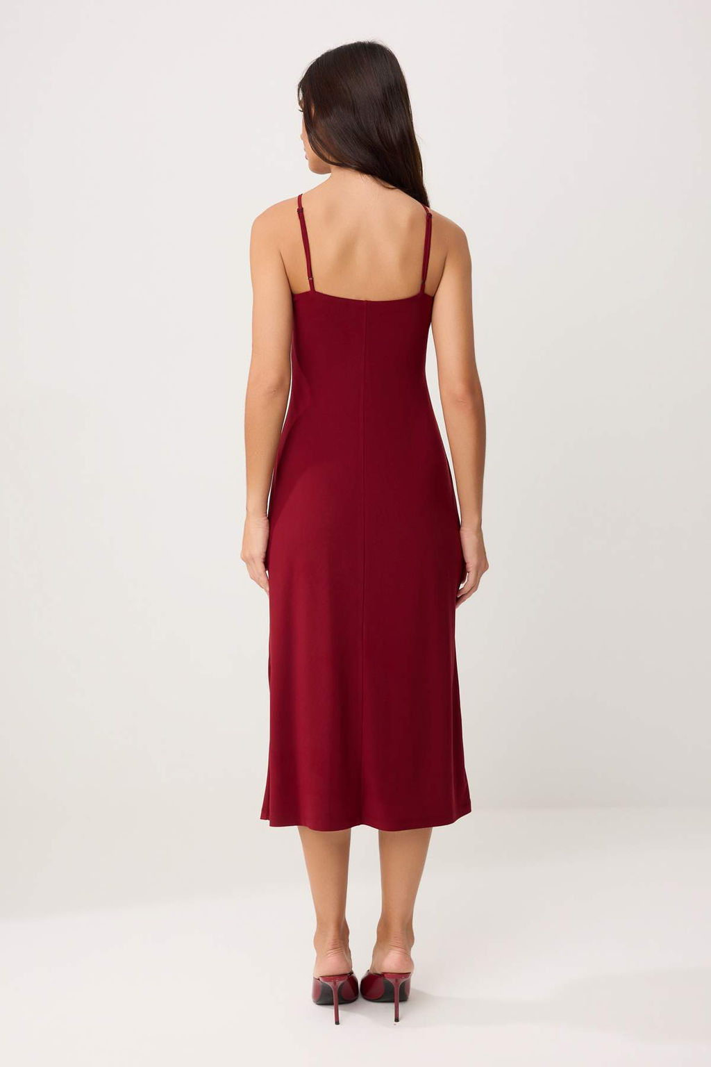 Bordo A-Kesim/Can Form Ask?l? Straplez Kolsuz Aksesuar Detayl? Esnek Orme Elbise TWOSS26EL00497 - Trendyolmilla фото 4