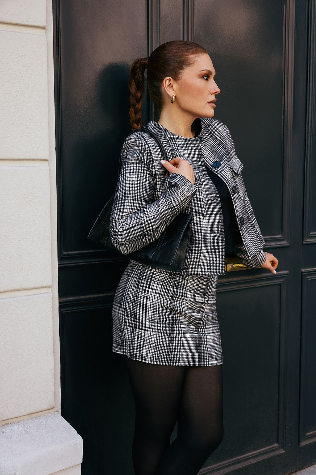 Limited Edition Siyah Beyaz Ekoseli Bisiklet Yaka Ceket TWOAW26CE00033 - Trendyolmilla фото 11