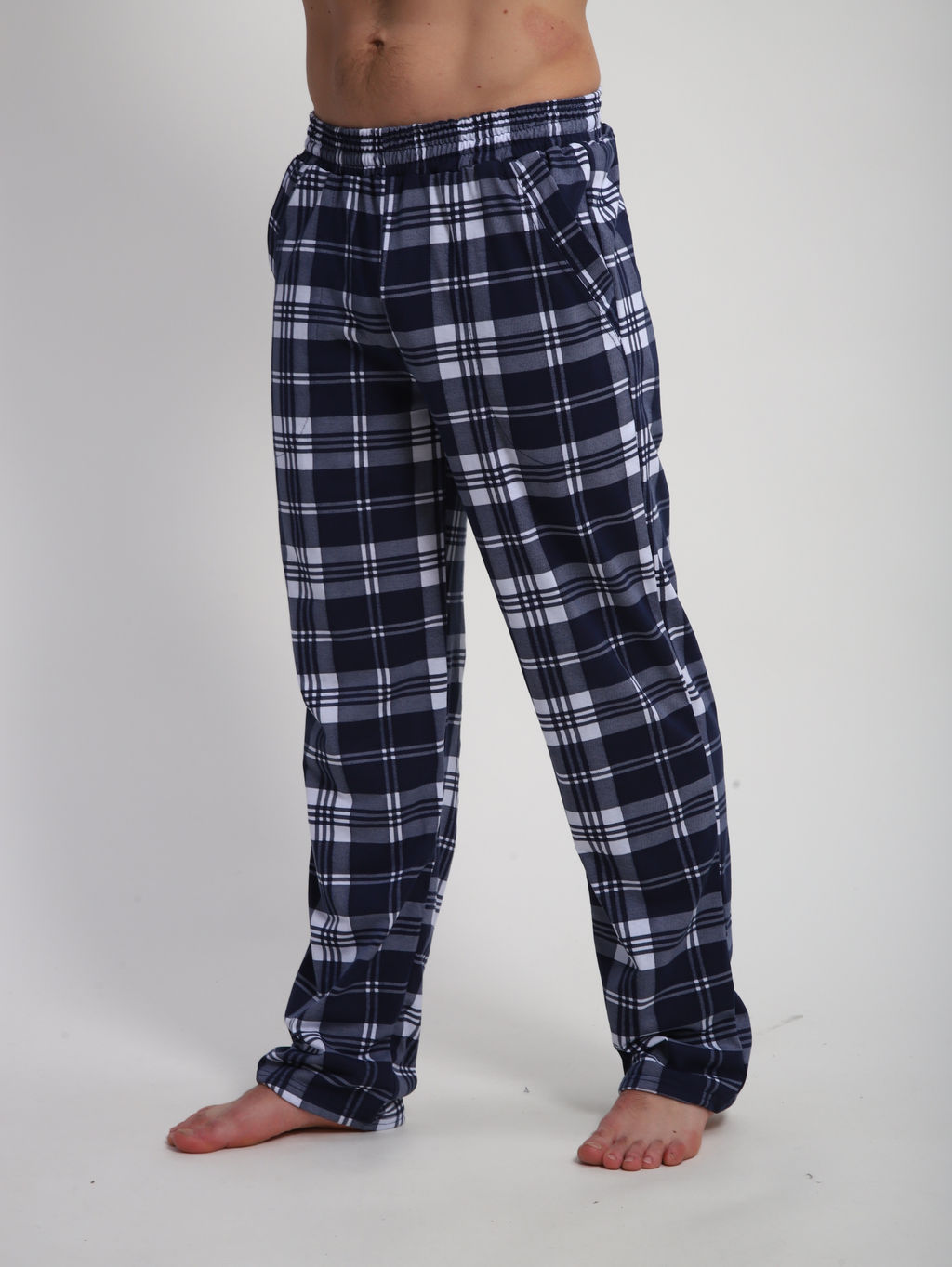 М178 брюки мужские, кулирка, 46-60 (темно-синяя клетка)