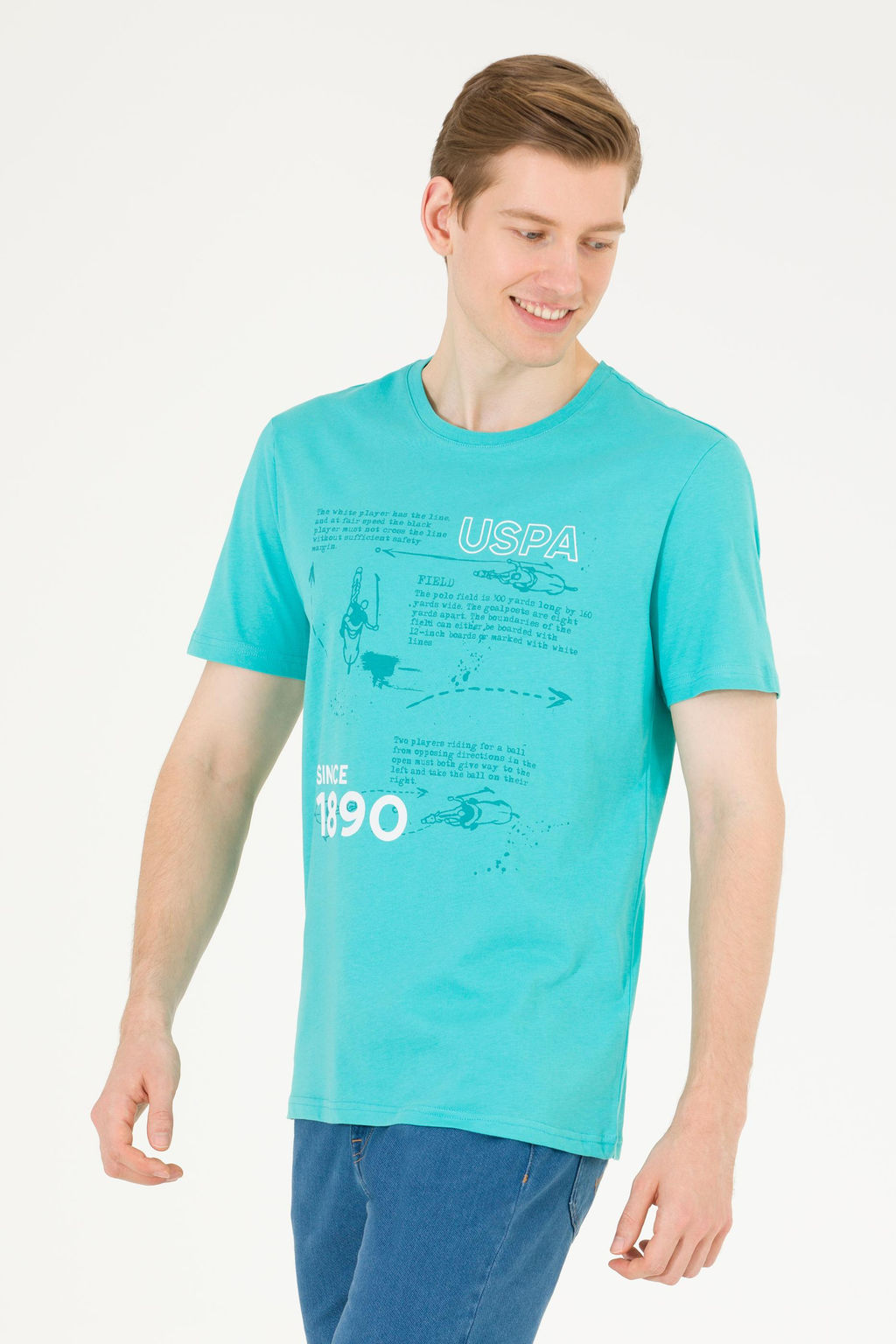 Мужская мятная футболка с круглым вырезом - U.s. polo assn фото 15