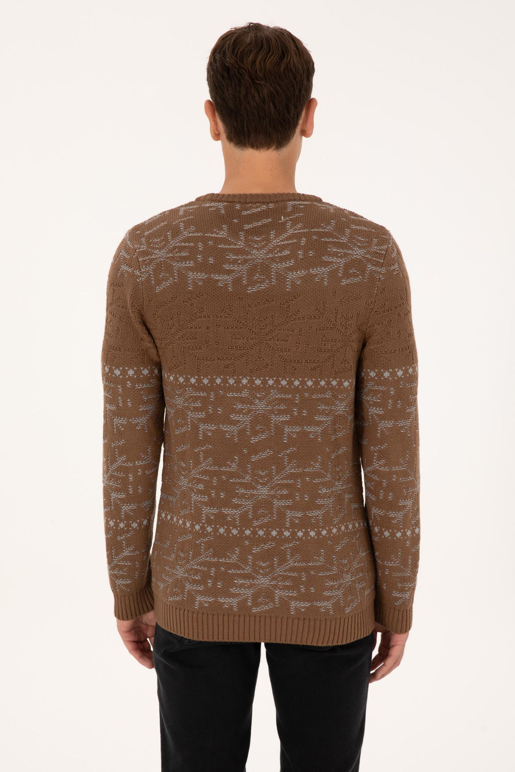 Erkek Comfort Fit Bisiklet Yaka Kahverengi Kazak - U.s. polo assn фото 5