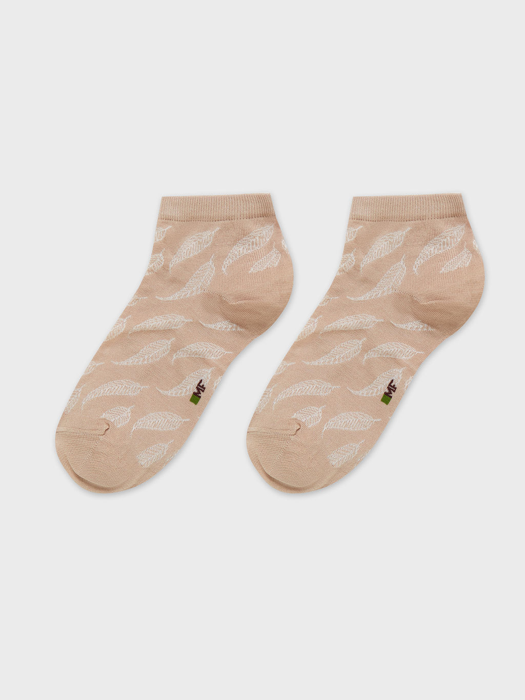 Цена за 5 пар! Носки женские коричневые с рисунком в виде листьев эвкалипта капучино 335K-992 - Mark formelle фото 3