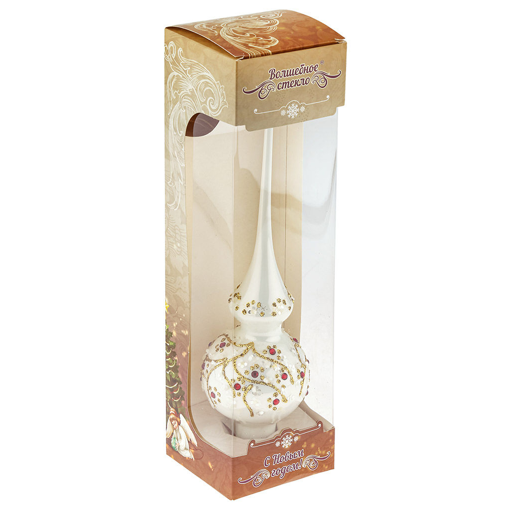 Елочная игрушка верхушка стеклянная Княжеская, ручная художественная роспись, подарочная упаковка (Россия) - Домашняя мода фото 4