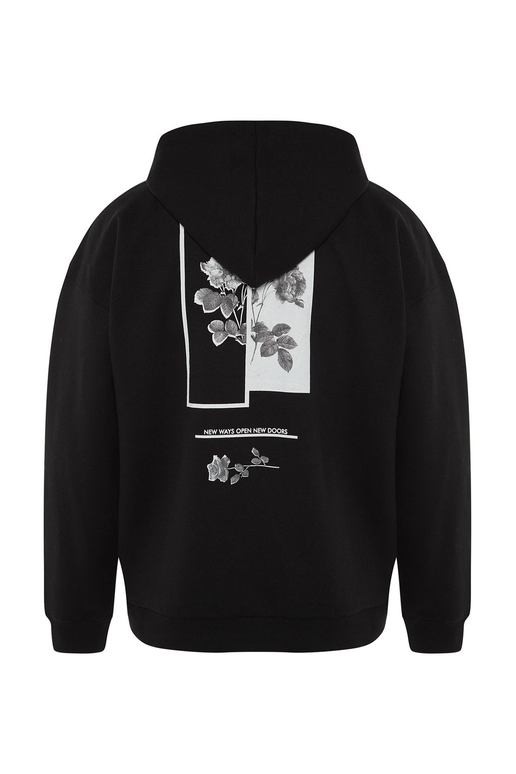 TRENDYOL MAN Siyah Oversize/Genis Kesim Kapusonlu Ici Polar/S?cak Tutan Cicek Bask?l? Sweatshirt TMNAW22SW1651 - Trendyolmilla фото 6