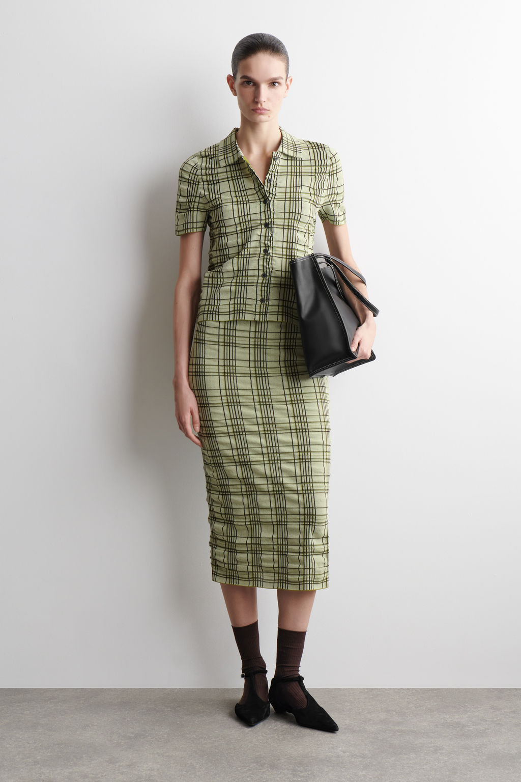 FALDA MIDI DE ALGOD?N JACQUARD A CUADROS - H&m фото 2