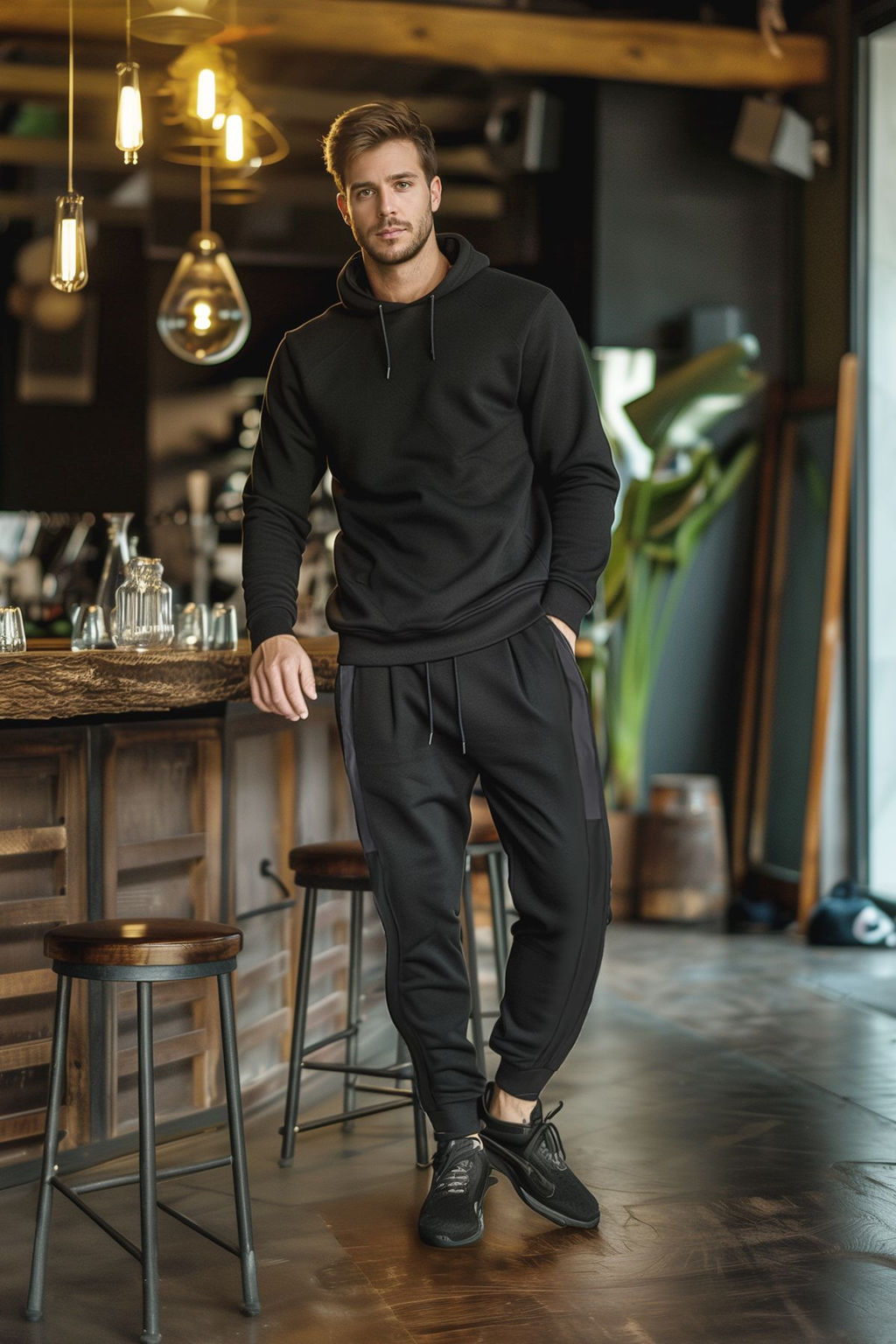 TRENDYOL MAN Siyah Regular/Normal Kesim Renk Bloklu Spor Esofman Alt? TMNAW25EA00030