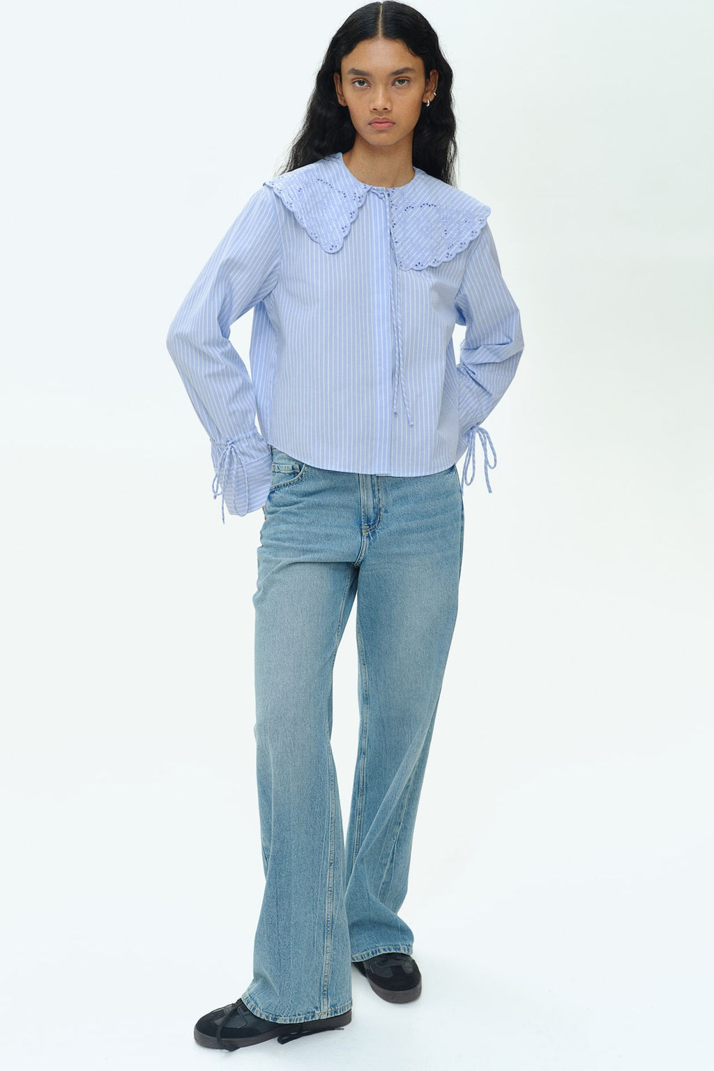 Blusa de popelina con bordado ingles - H&m фото 2