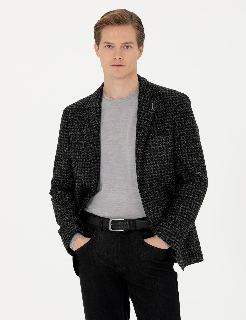 Спортивная куртка узкого кроя из смесовой шерсти антрацитового цвета - Cacharel фото 4