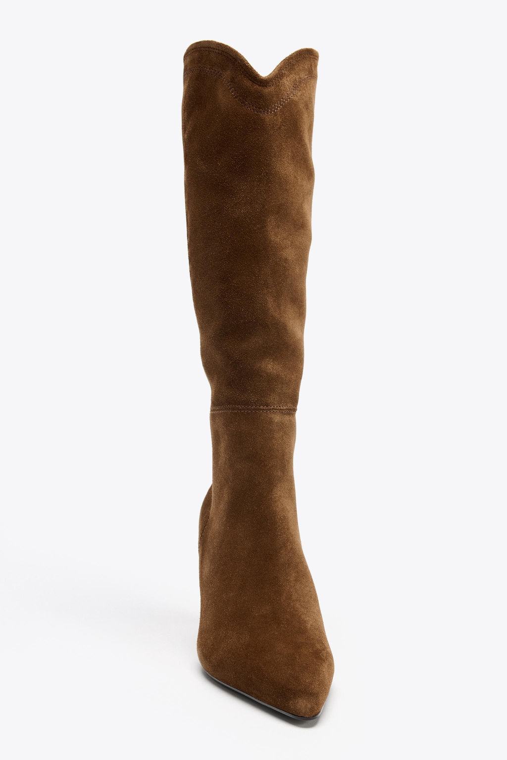 STITCHED SPLIT SUEDE HEELED BOOTS - Zara фото 3