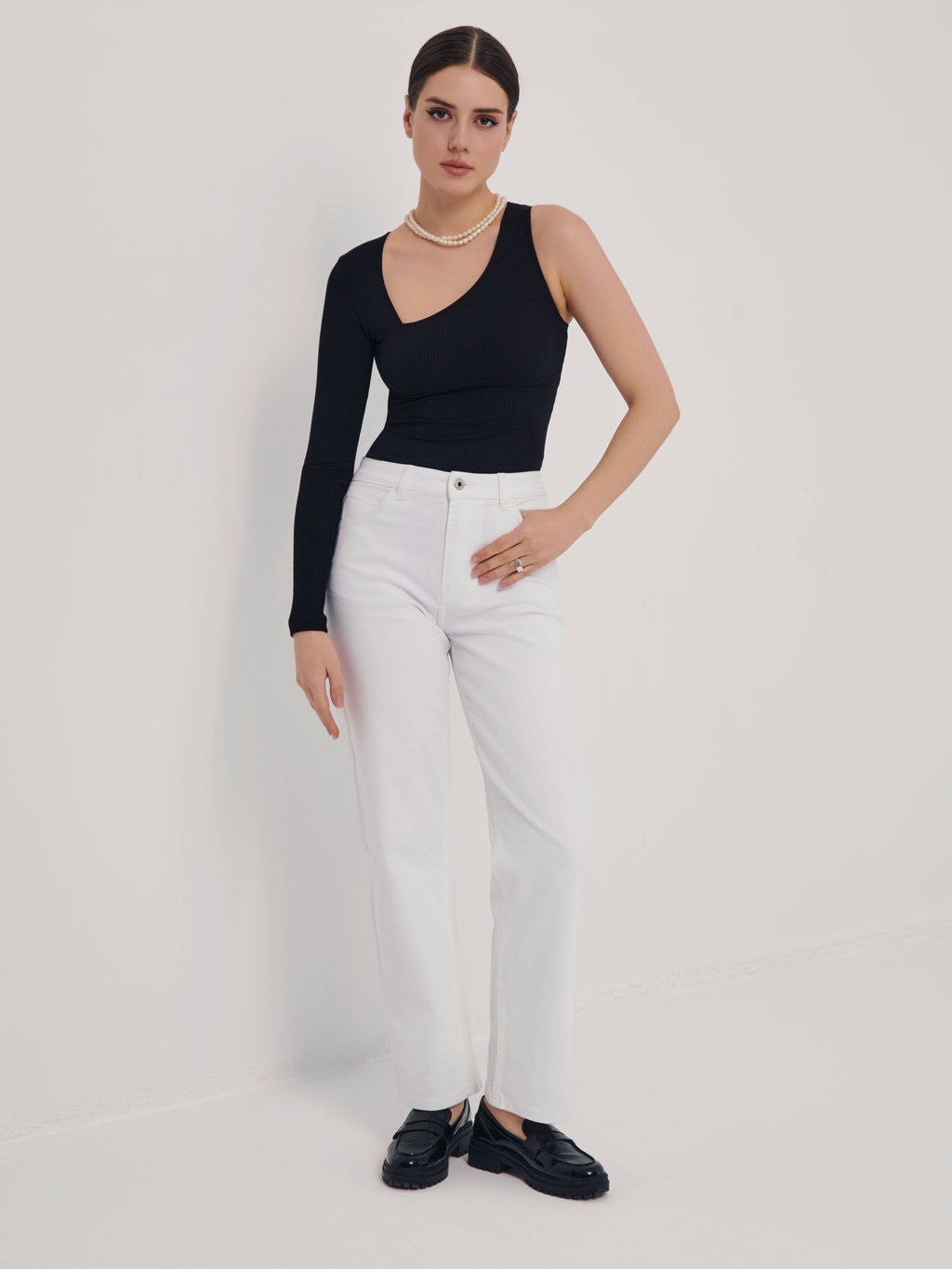 CONTE Боди в рубчик на одно плечо LBD 2624 black - Conte elegant фото 3