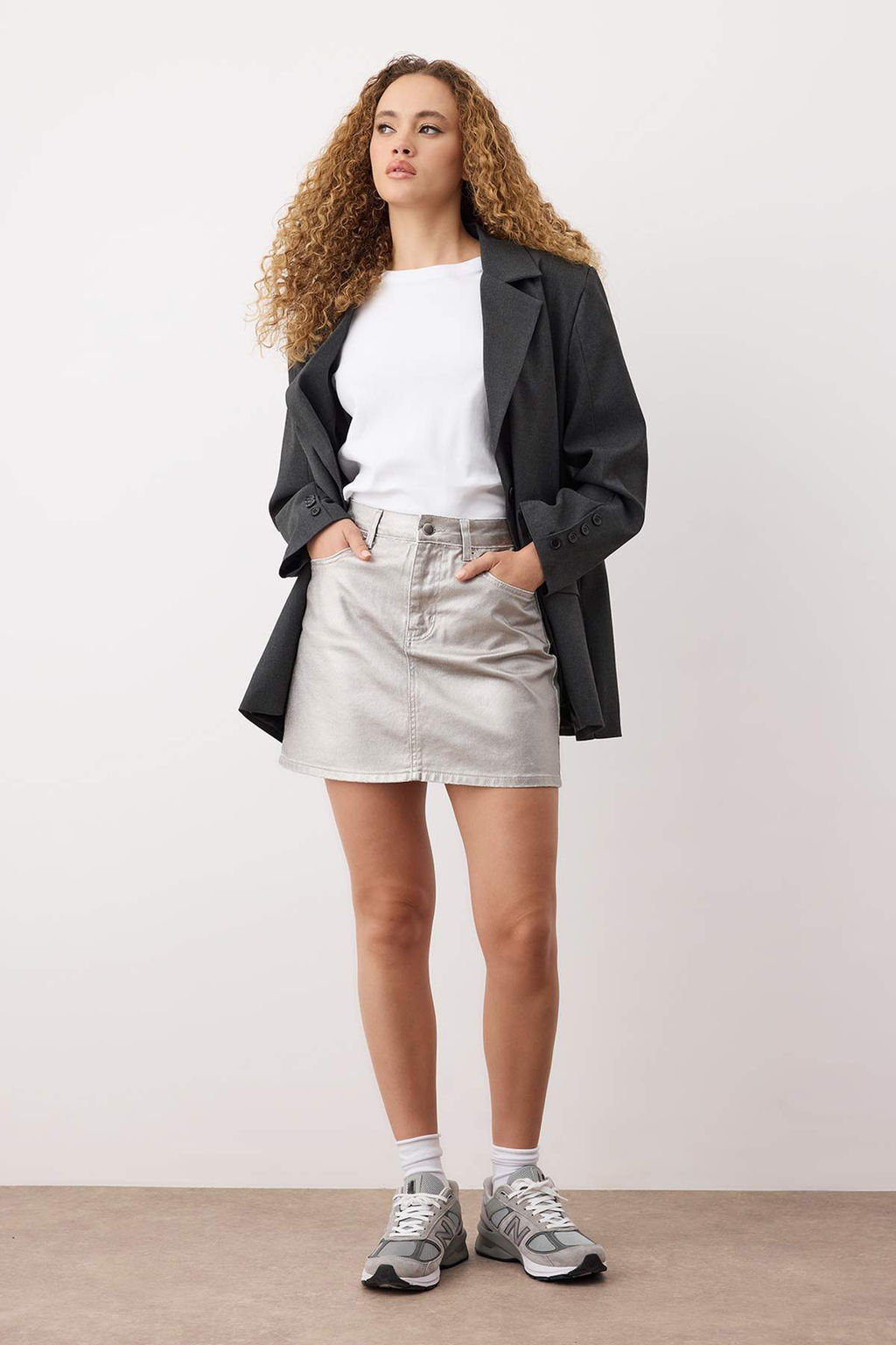 Gumus Kaplama Mini Denim Etek TWOAW26ET00078 - Trendyolmilla фото 3