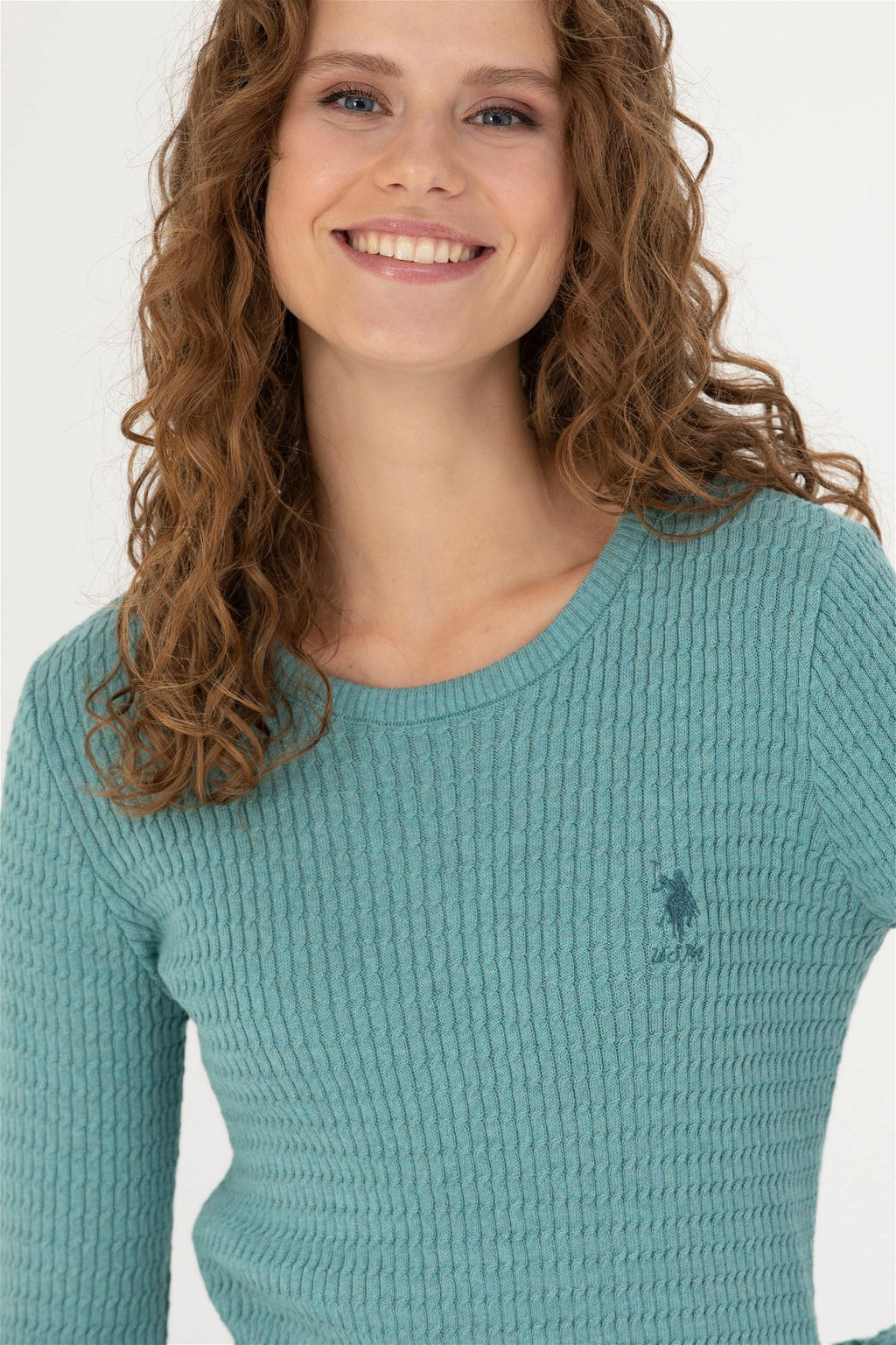 U. S. Polo Assn Женский мятный базовый свитер с круглым вырезом - U.s. polo assn фото 2