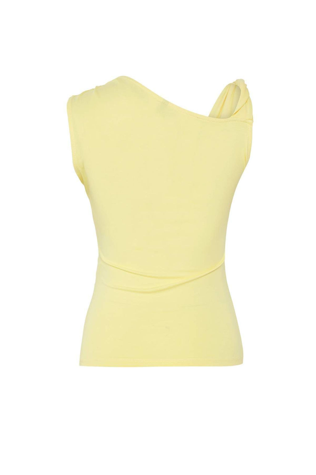 Trendyolmilla Ac?k Sar? Kol Burgu Detayl? Buzgulu Asimetrik Yaka Esnek Orme Bluz TWOSS25BZ00569  фото 6