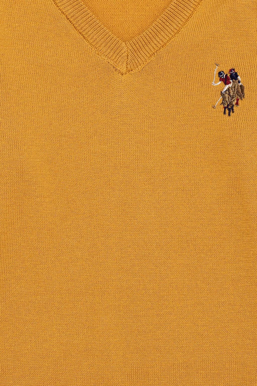 U. S. Polo Assn Горчичный трикотажный свитер для мальчика с круглым вырезом - U.s. polo assn фото 3